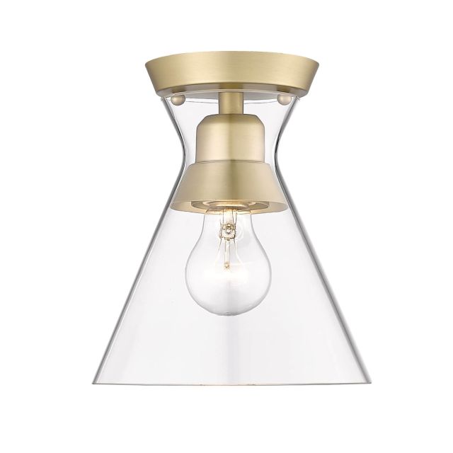 Golden Lighting 0511-FM BCB-CLR Malta 1 Light 7 inch Flush Mount in Brushed Champagne Bronze with Clear Glass Shade